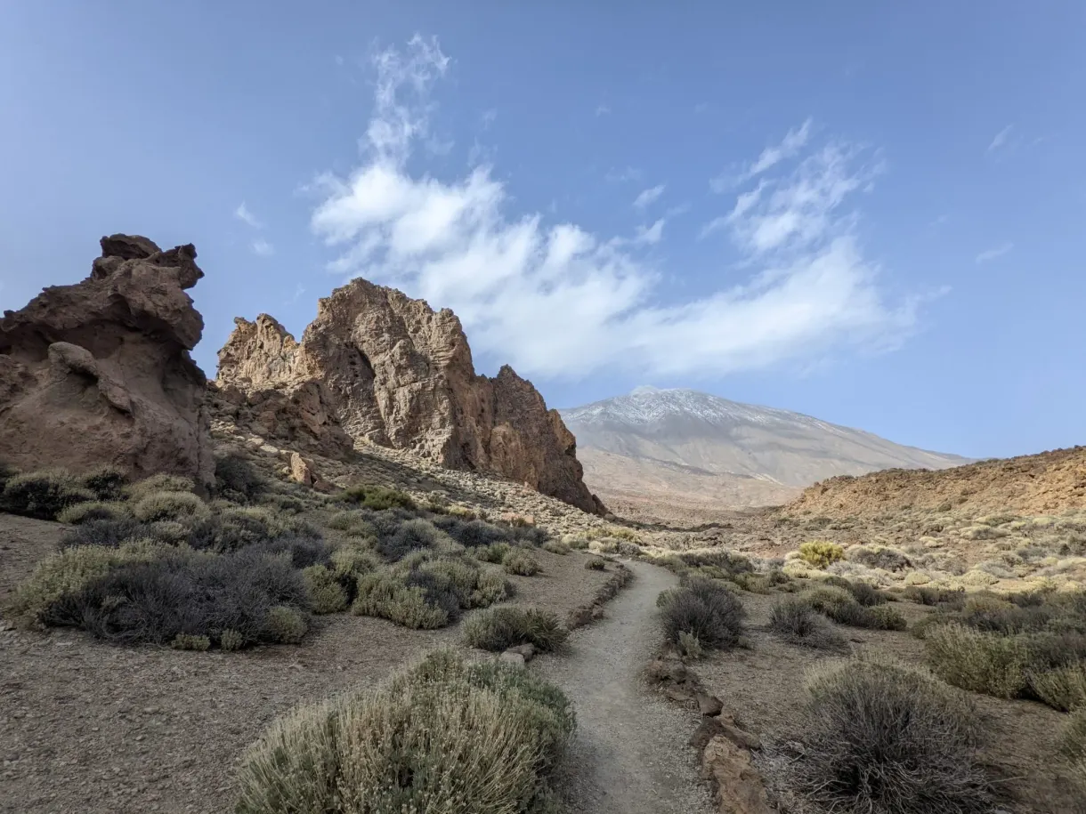 Trail winding between the rocks towards the summit