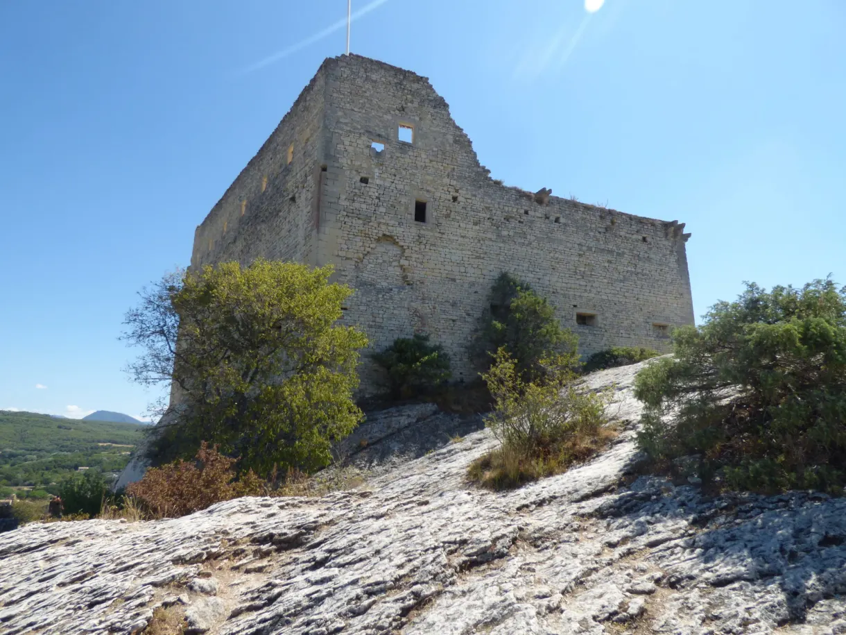 Ruins of the medieval castle standing on their rocky base