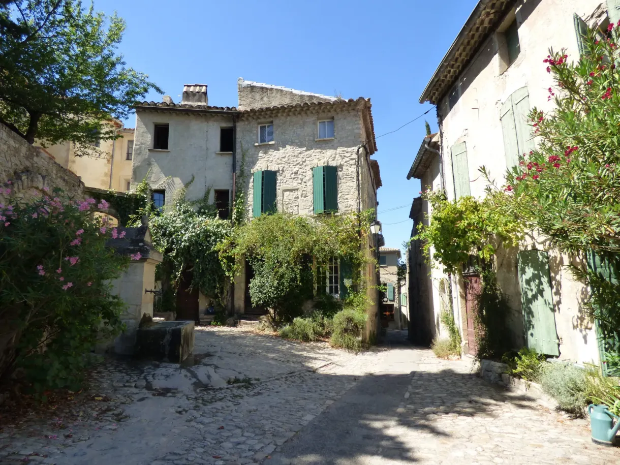 Lane of the upper town lined with oleanders