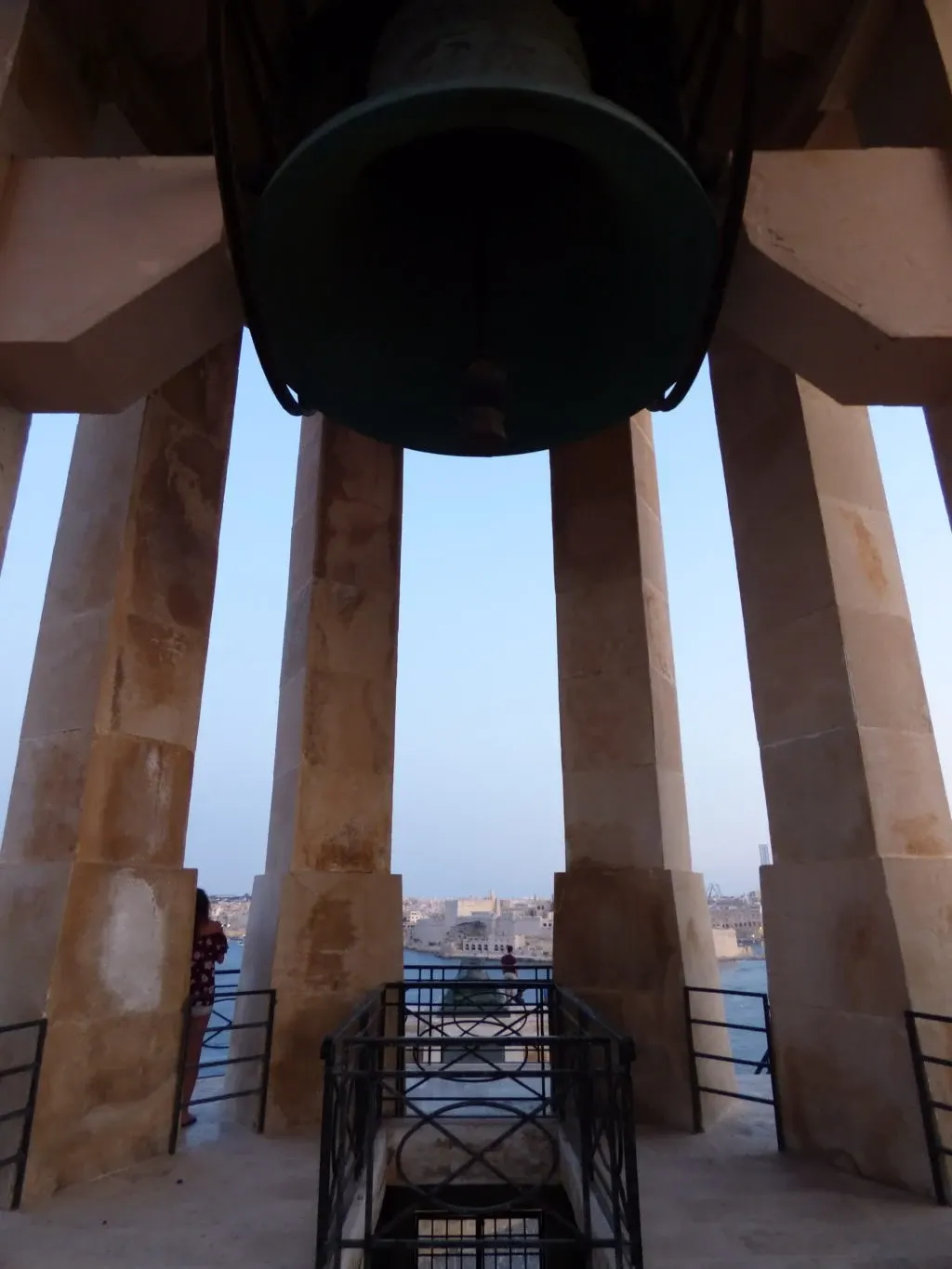 Bronze bell seen from below beneath the dome