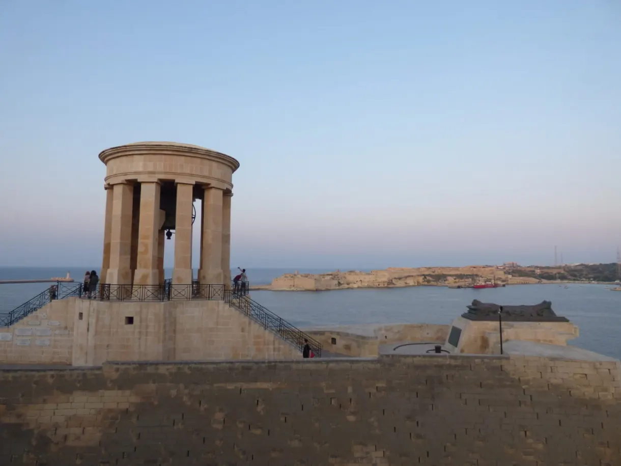 Bell tower of the memorial overlooking the ramparts and the harbour