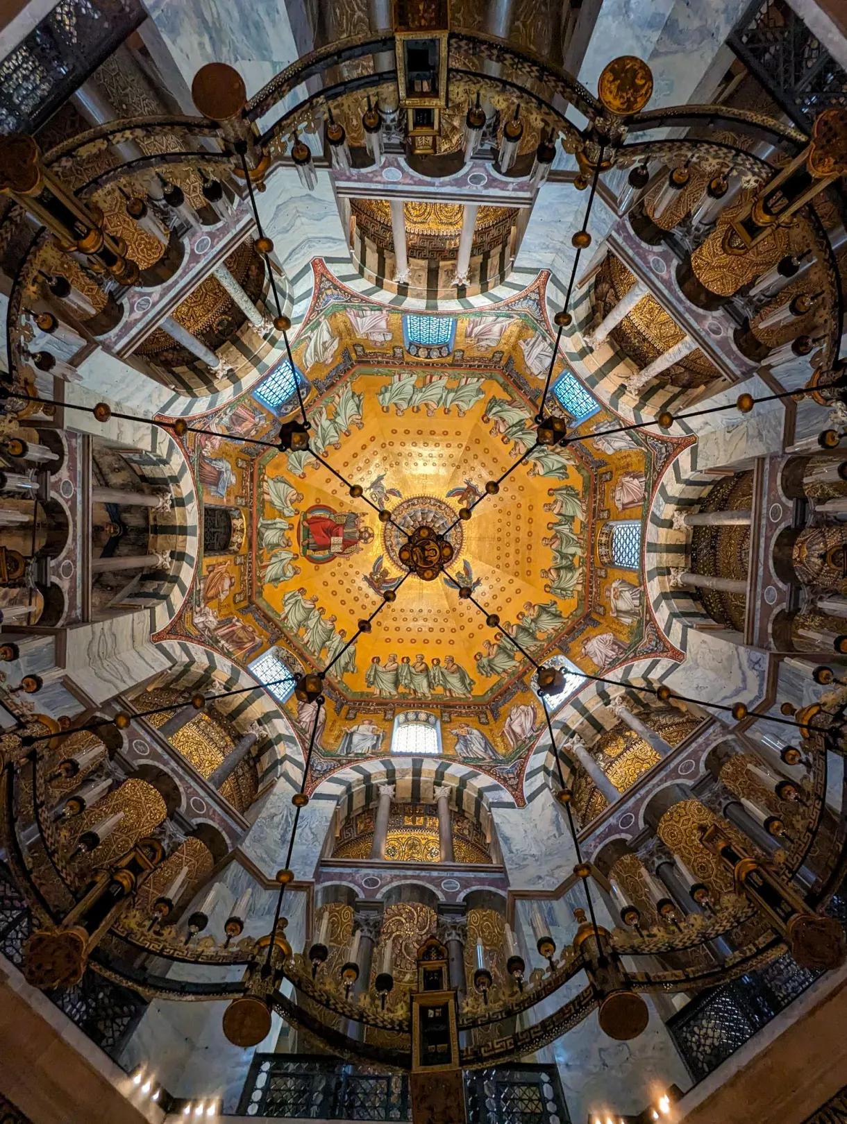 Gilded octagonal dome of the Palatine Chapel of Aachen