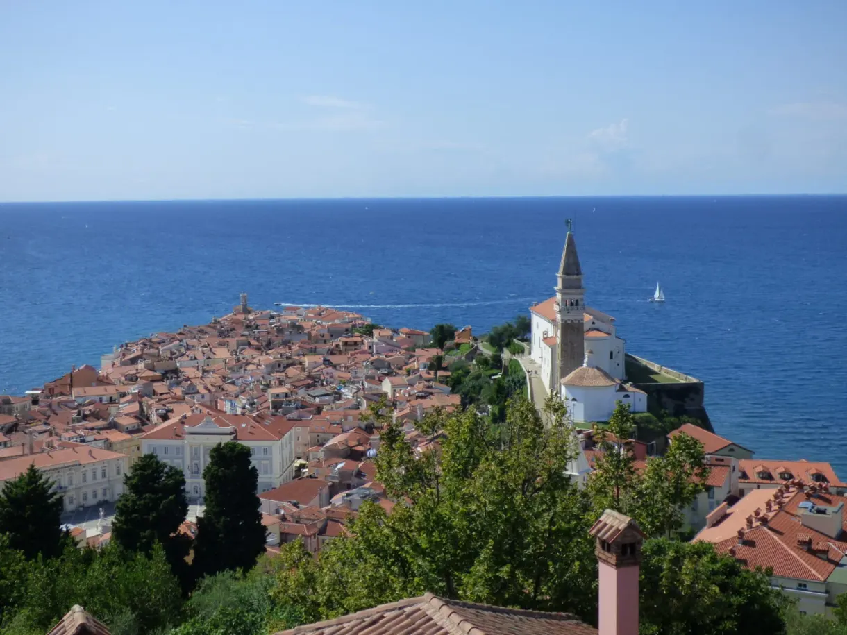 Panorama over the roofs, the campanile and the Adriatic