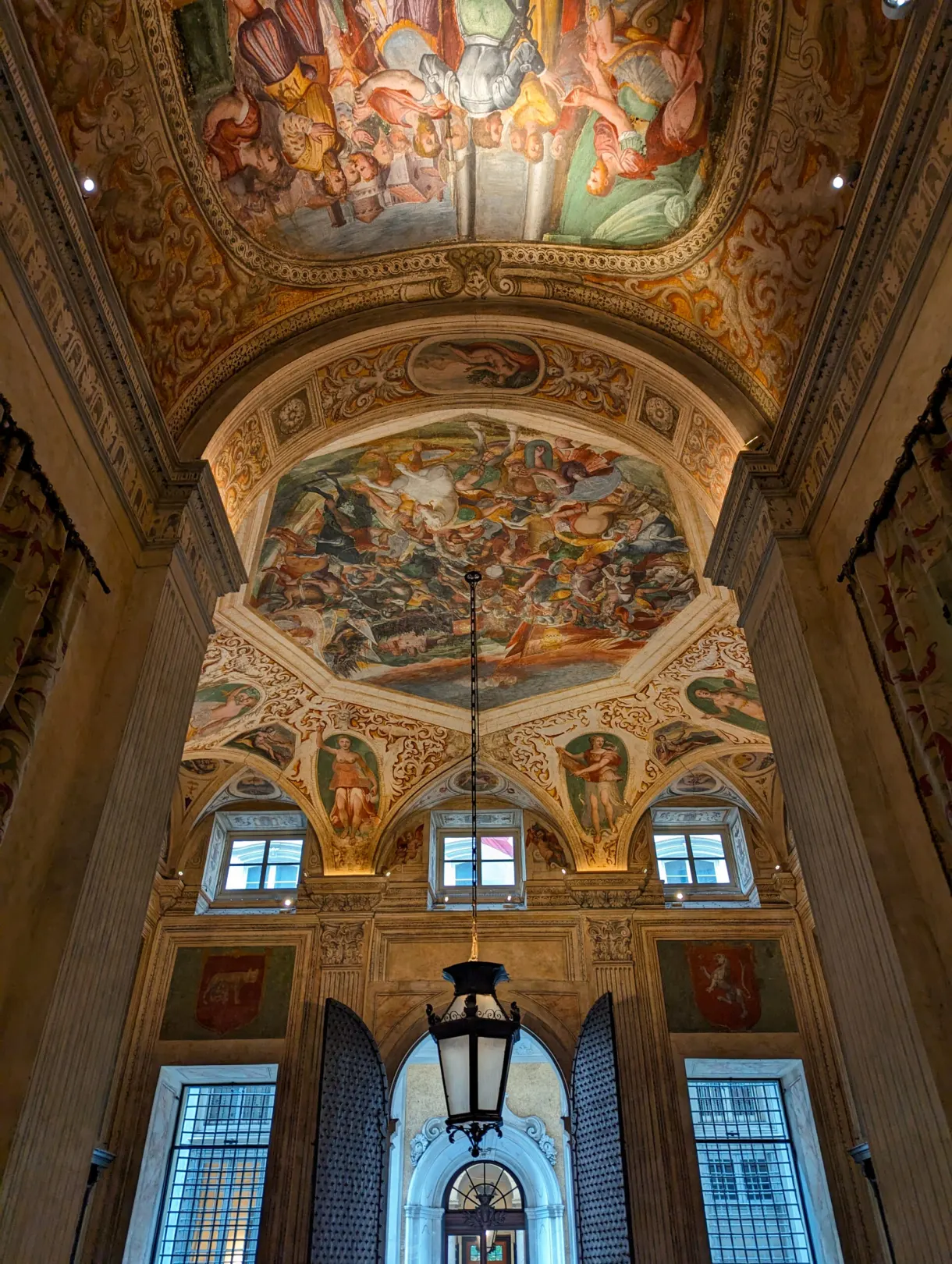 Vaulted and entirely painted atrium of the Palazzo Reale