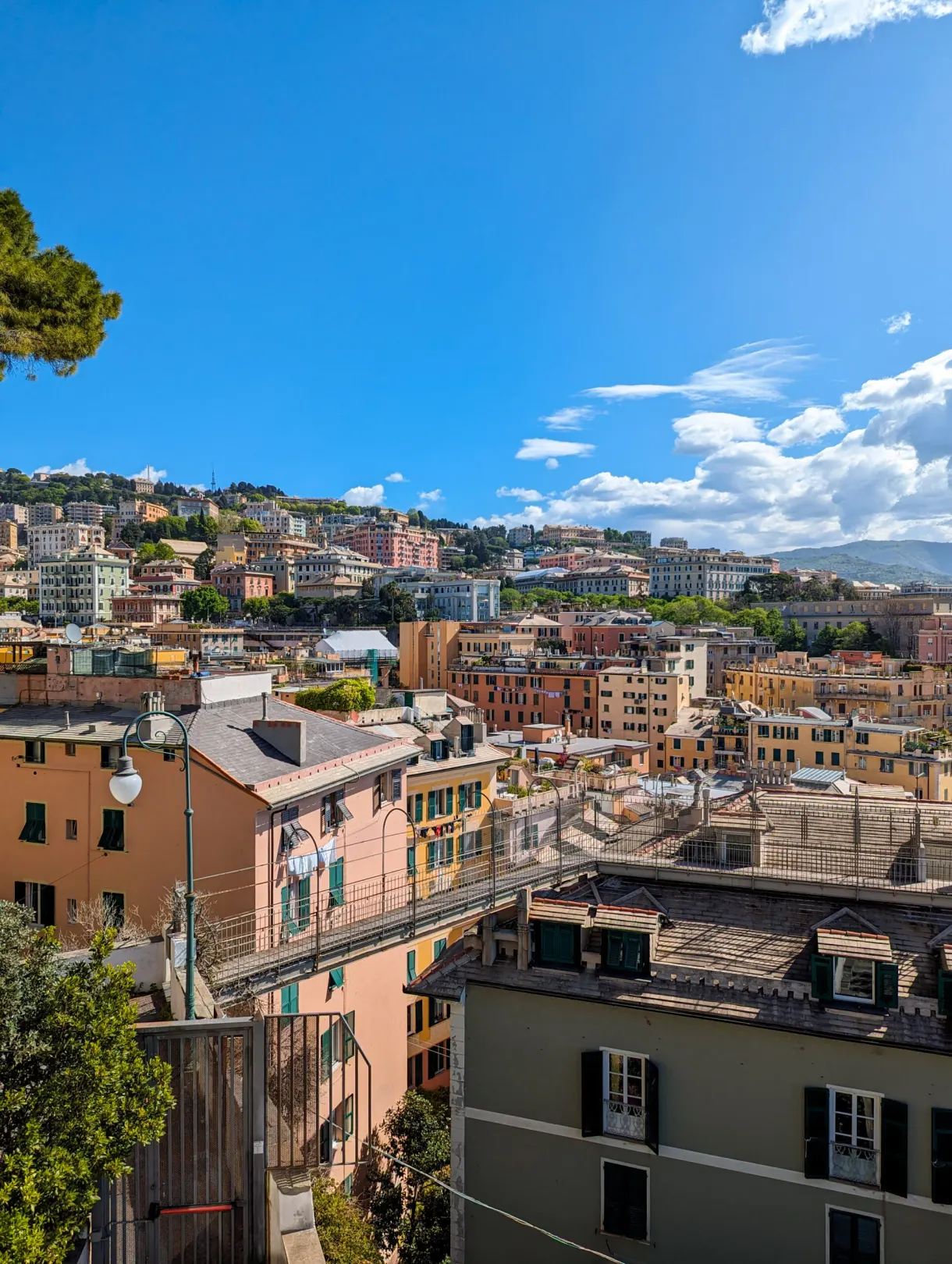 Panorama over the rooftops and the hills from the Castelletto viewpoint