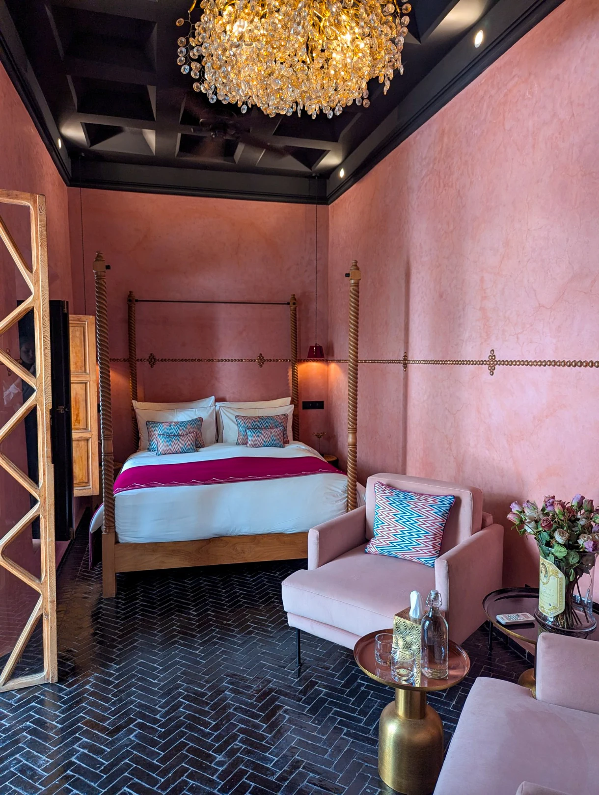 pink room in a riad in marrakech