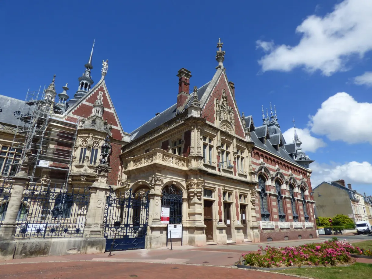 Neo-Gothic facade of the Palais Bénédictine in Fécamp