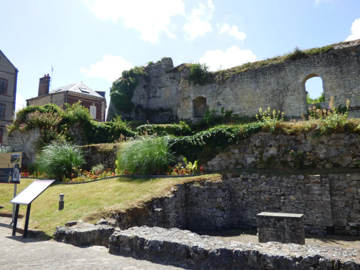 Ruins of the ducal palace of Fécamp overrun by vegetation