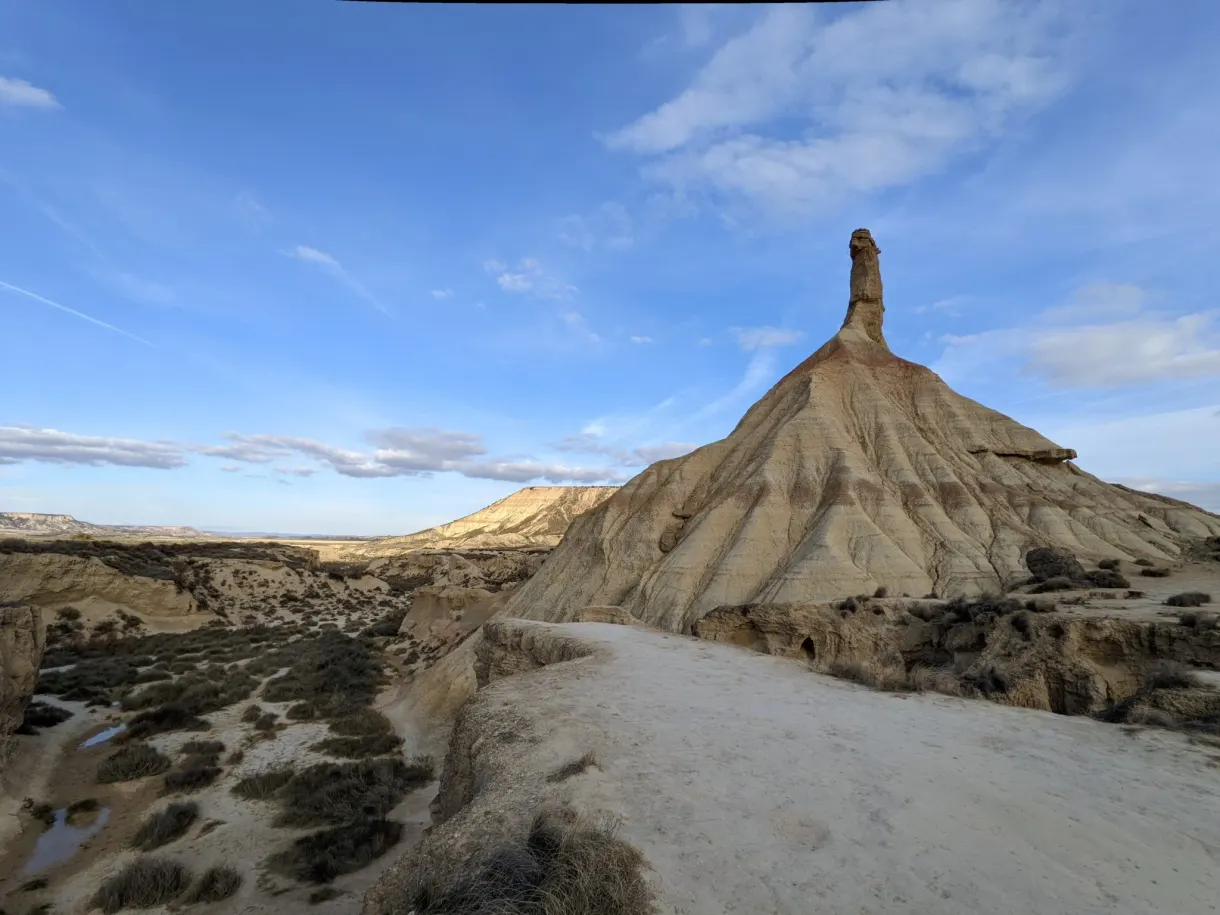 The hoodoo glimpsed from the white track
