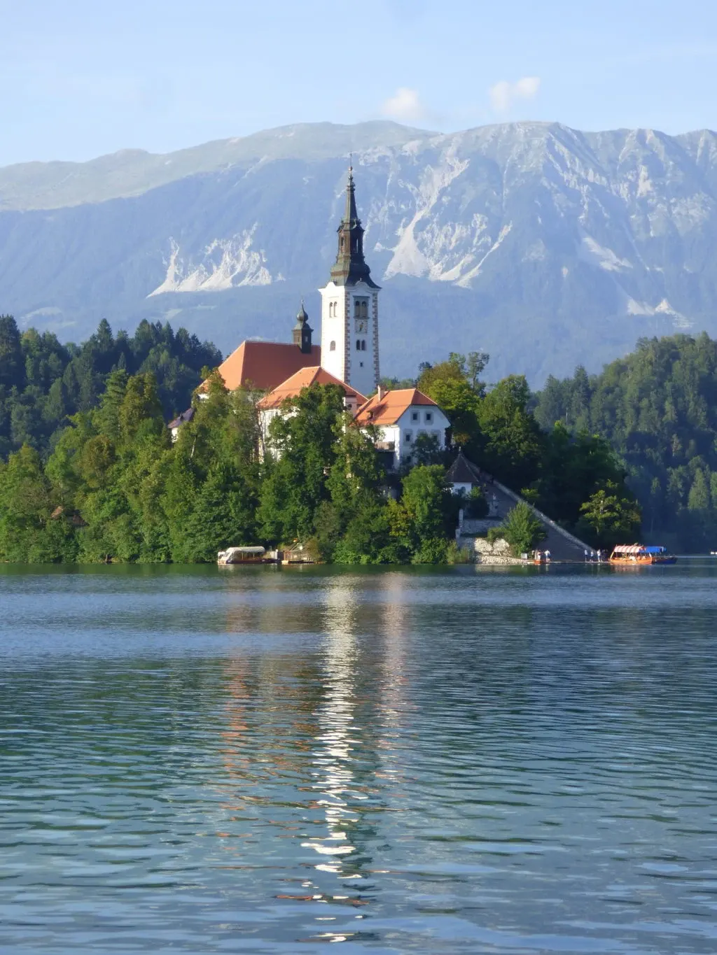 Church on the island reflected in the still water