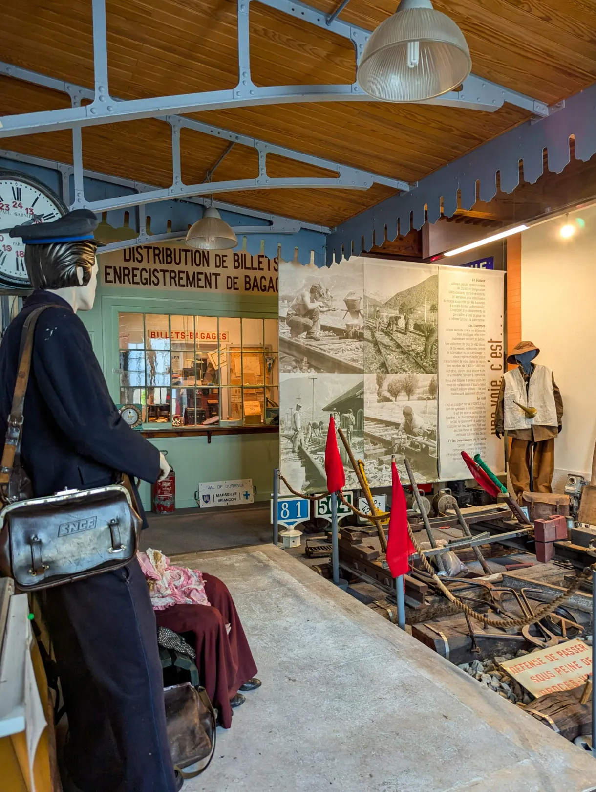 Railwayman's uniform and ticket window recreated in the ecomuseum