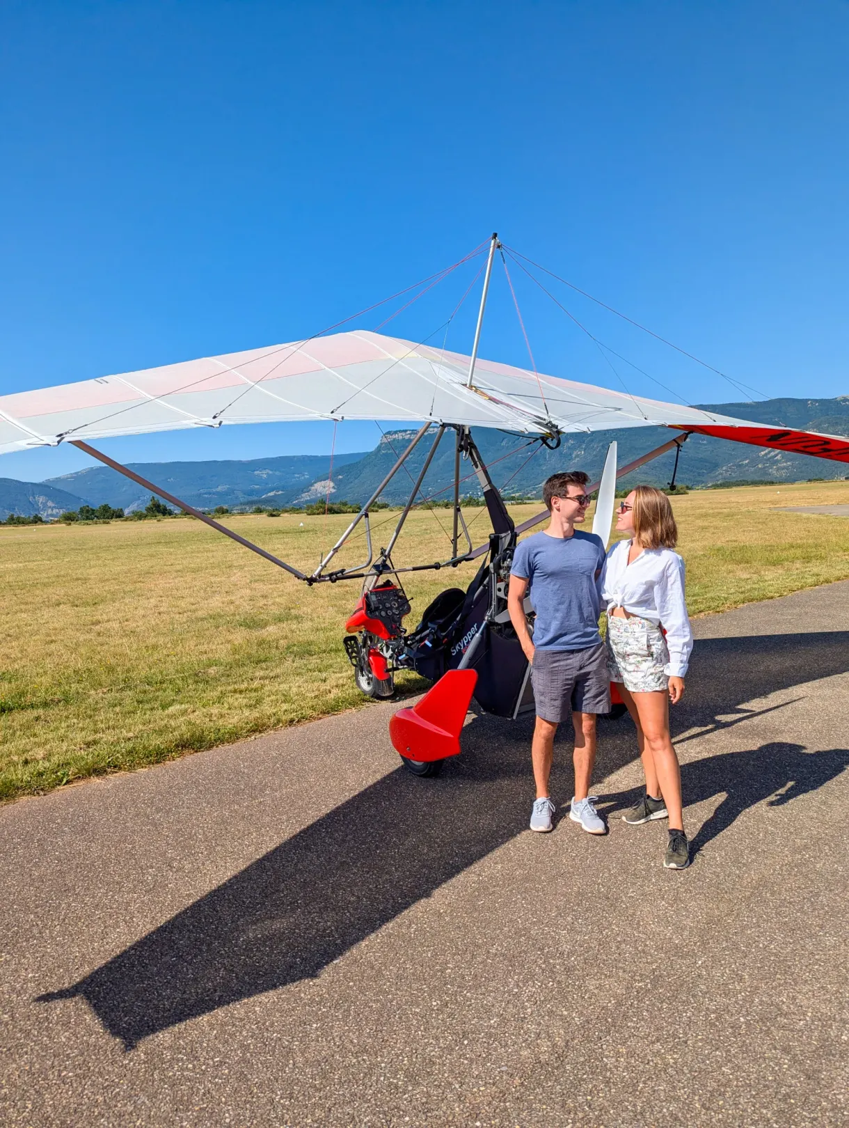 Flex wing microlight on the runway before take off