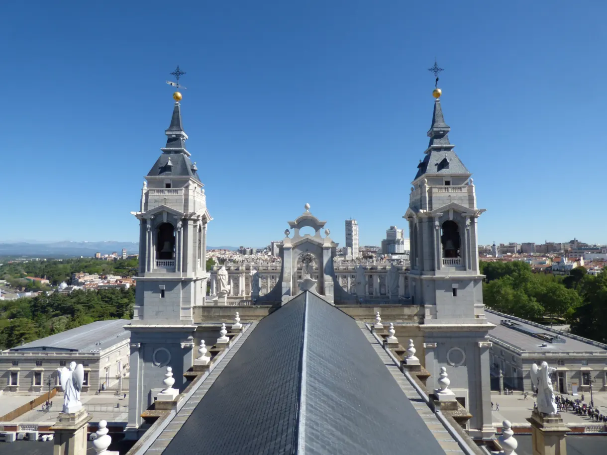 Twin towers of the cathedral seen from the rooftops