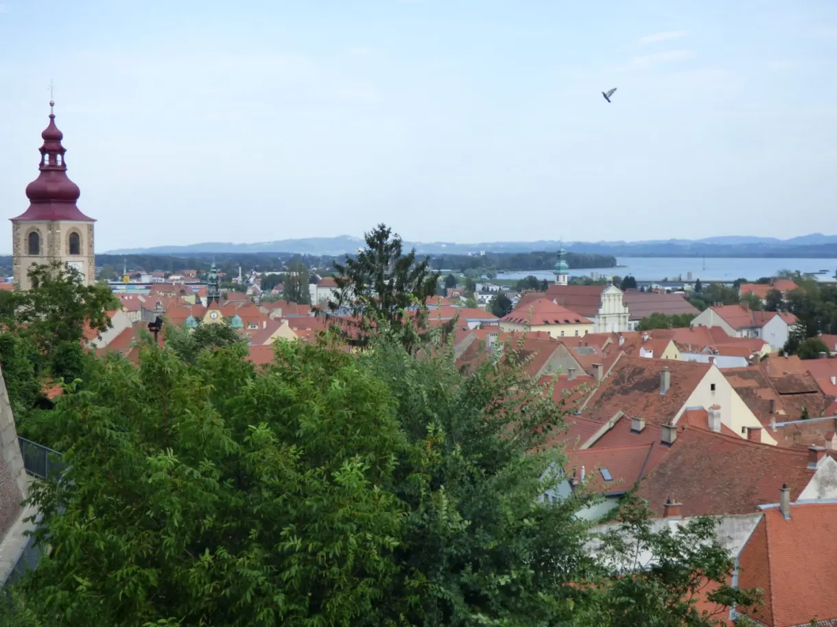Red tiled roofs of the old town seen from above
