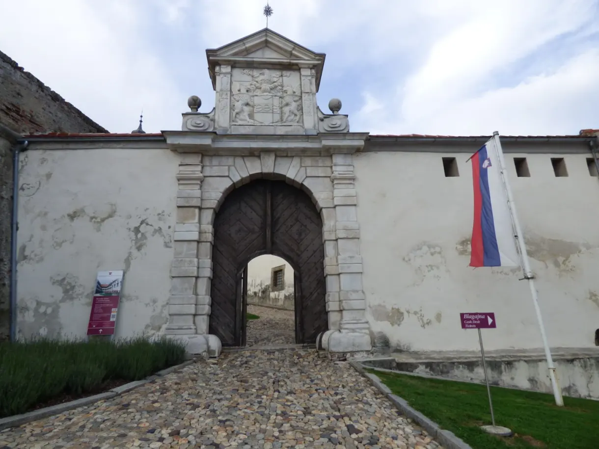 Carved gateway opening onto the castle courtyard