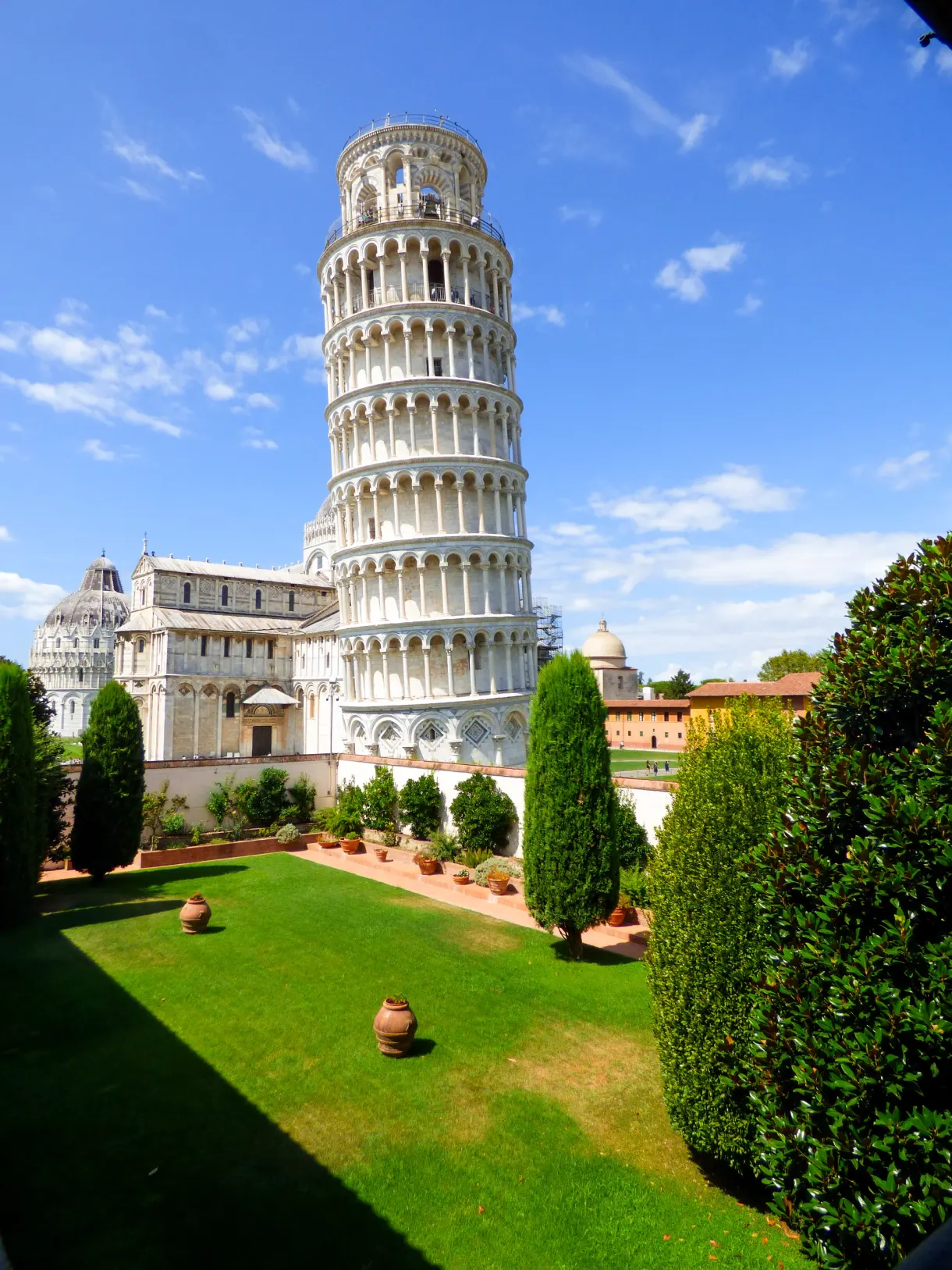 White marble cathedral and leaning tower of Pisa