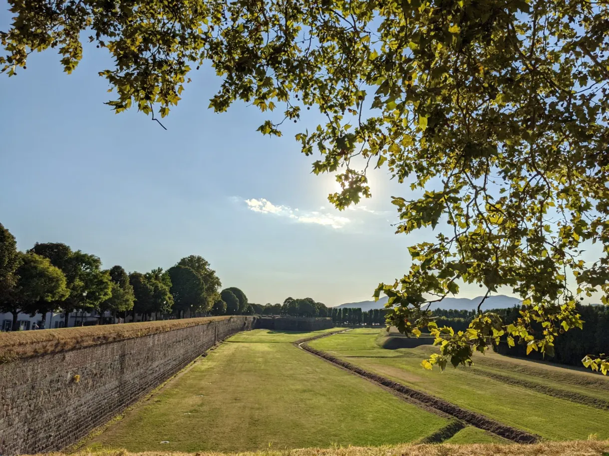 Bastion and grassy glacis seen from the rampart walk