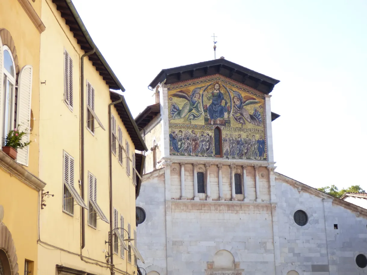 Large golden mosaic on the gable of a basilica