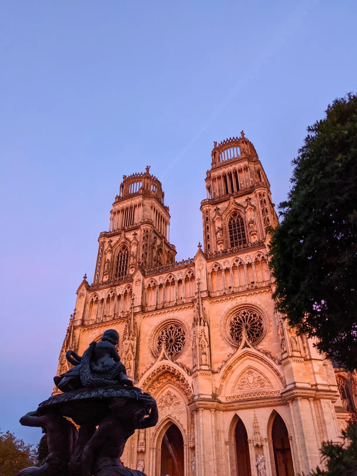 Gothic facade of the Sainte-Croix cathedral in Orléans