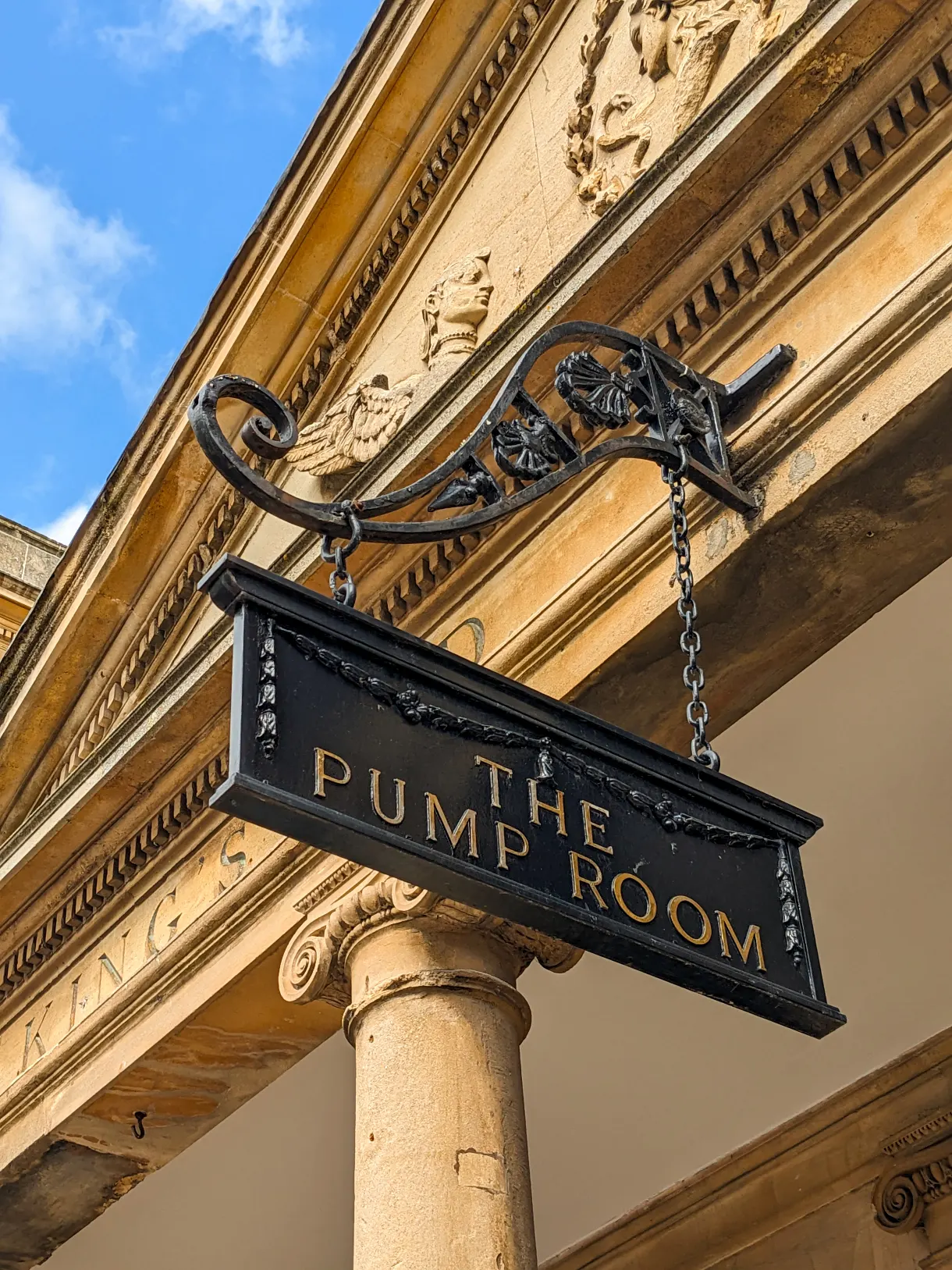 architectural detail of the Pump Room in Bath