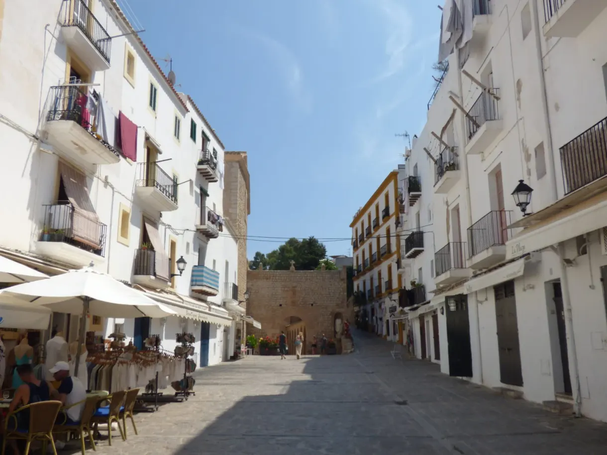 Cafe terrace set up in a lane of the old town