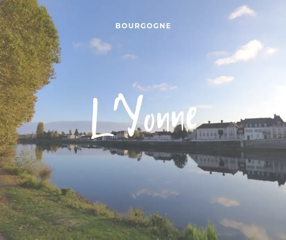 Reflections of the quays and the trees in the Yonne