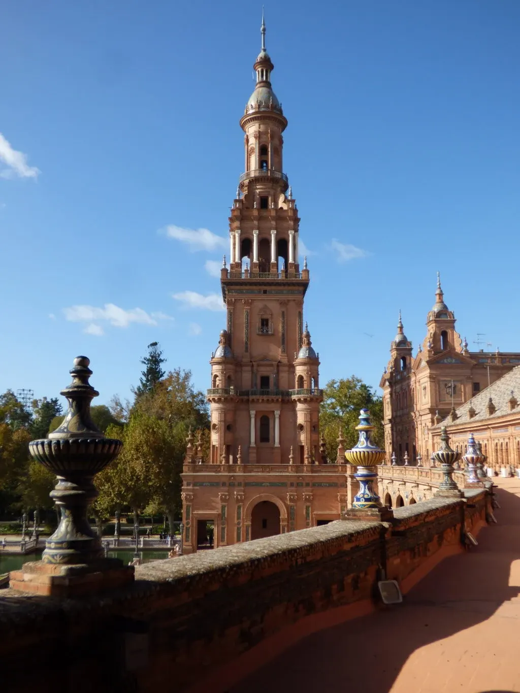 North tower of the palace seen from a brick ramp