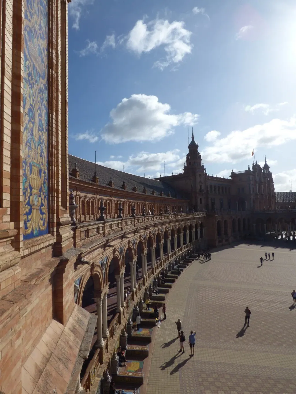 Curved gallery and vast esplanade seen from the balcony