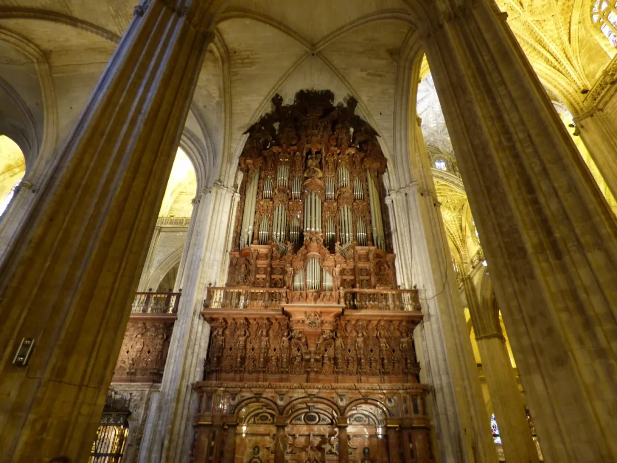 Great Baroque organ between the pillars of the nave