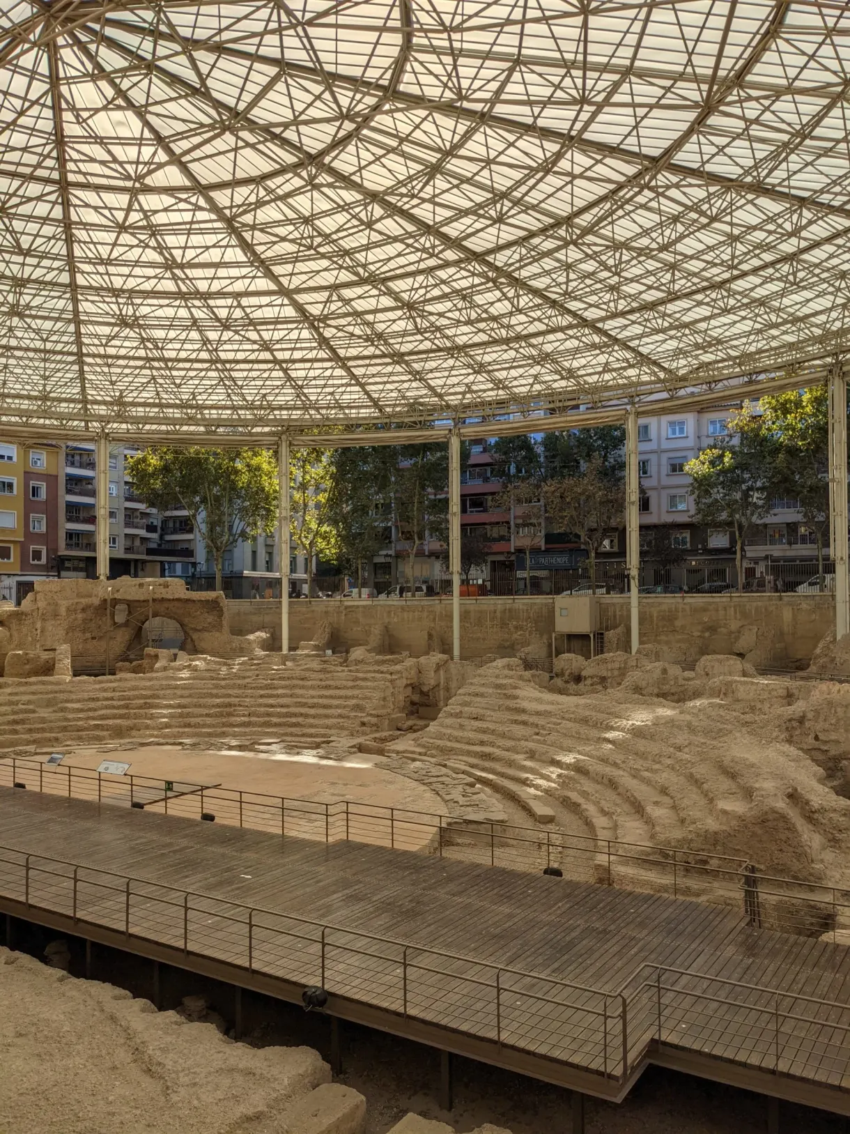Tiers of the Roman theatre protected by a glass roof
