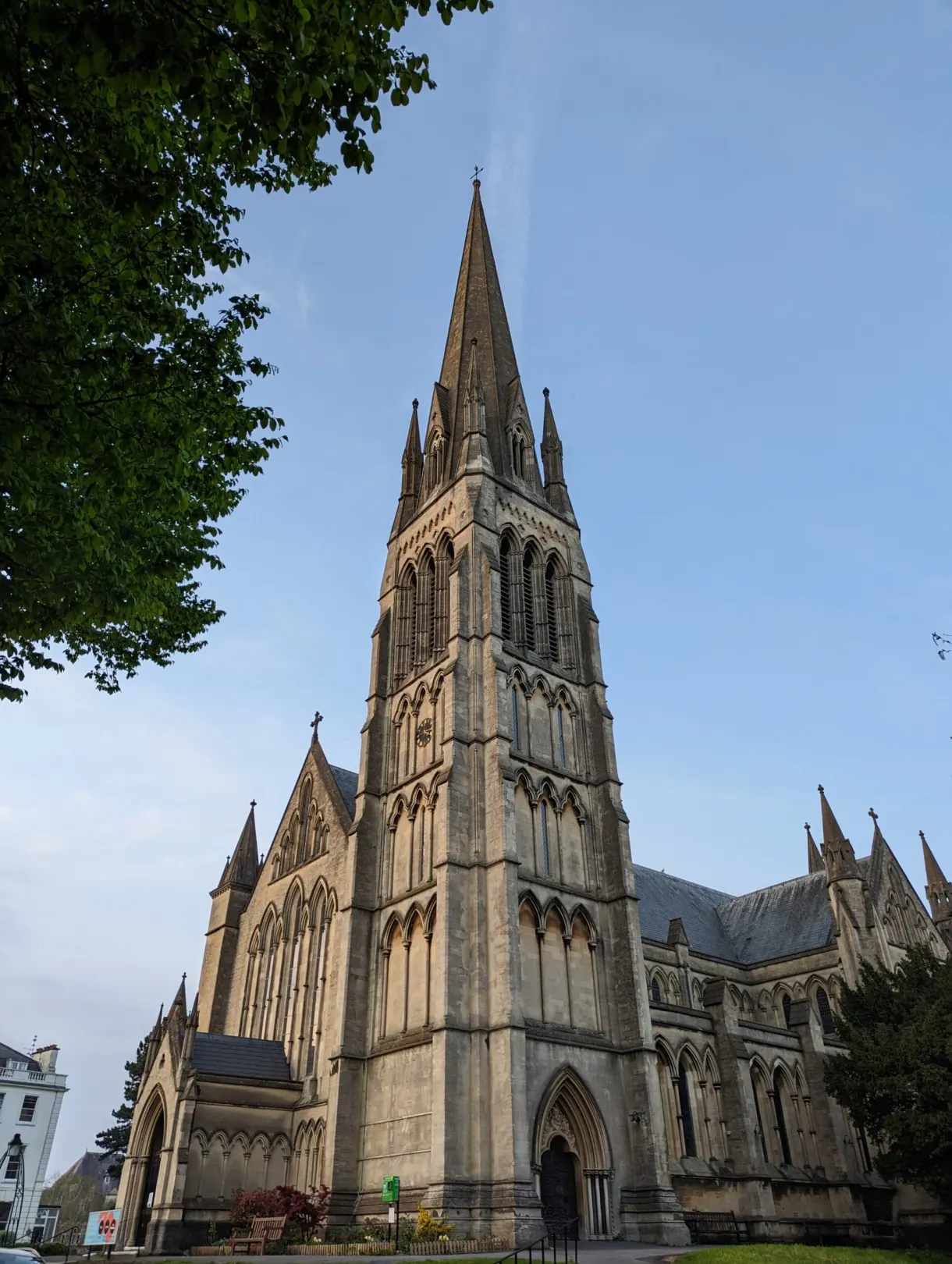 Gothic church with a tall stone spire