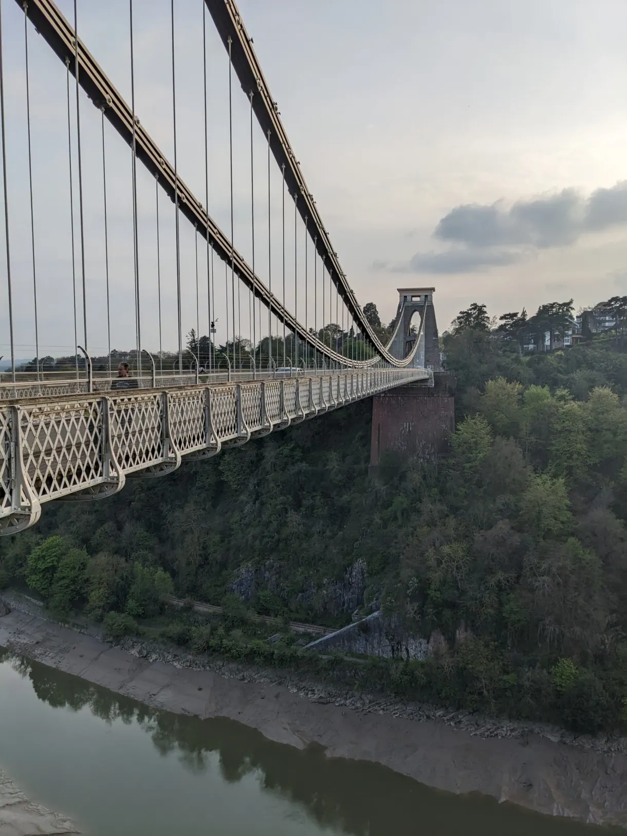 Deck of the suspension bridge seen from its entrance