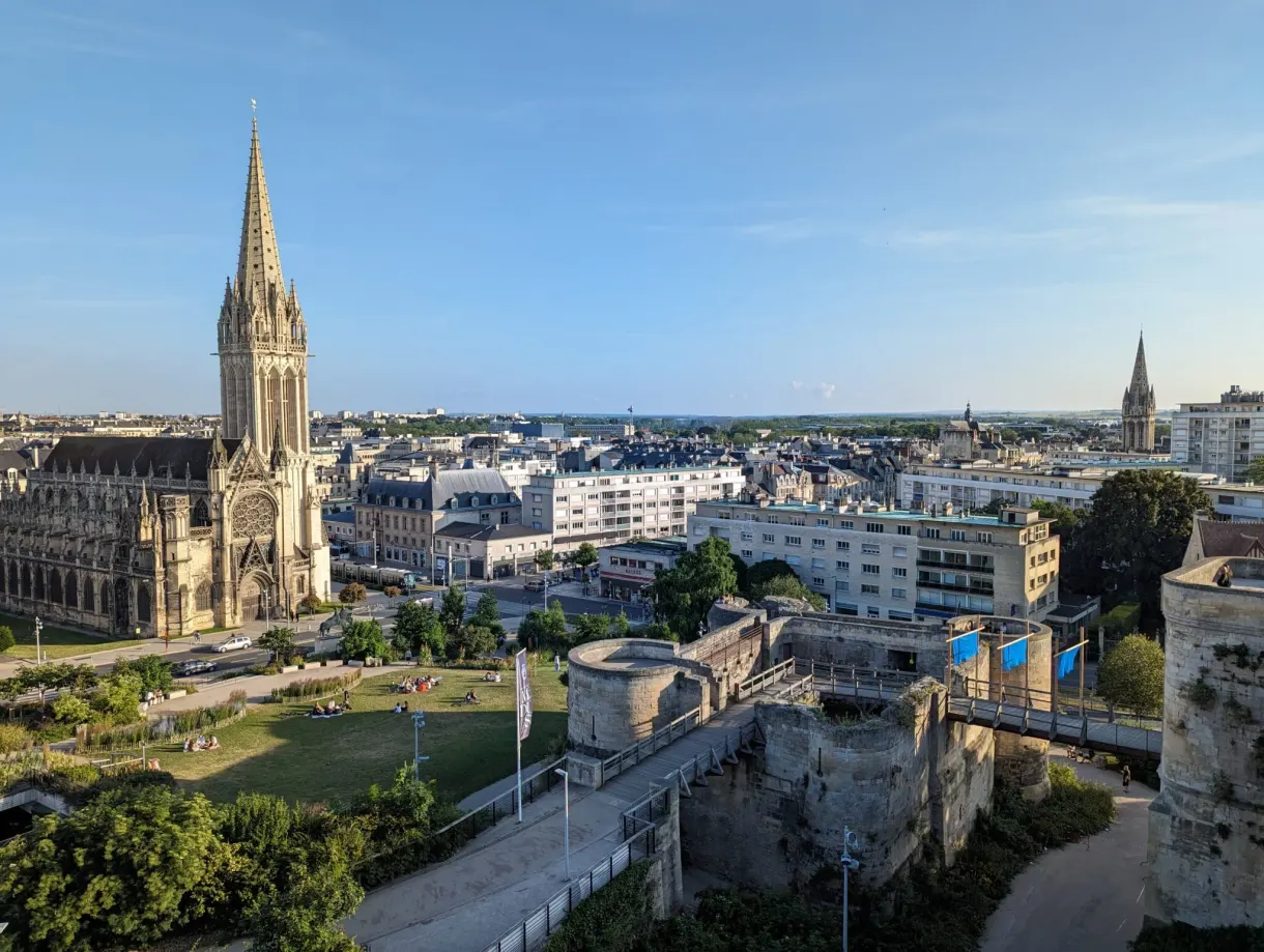 Panorama over the rooftops of the city and the spire of Saint-Pierre
