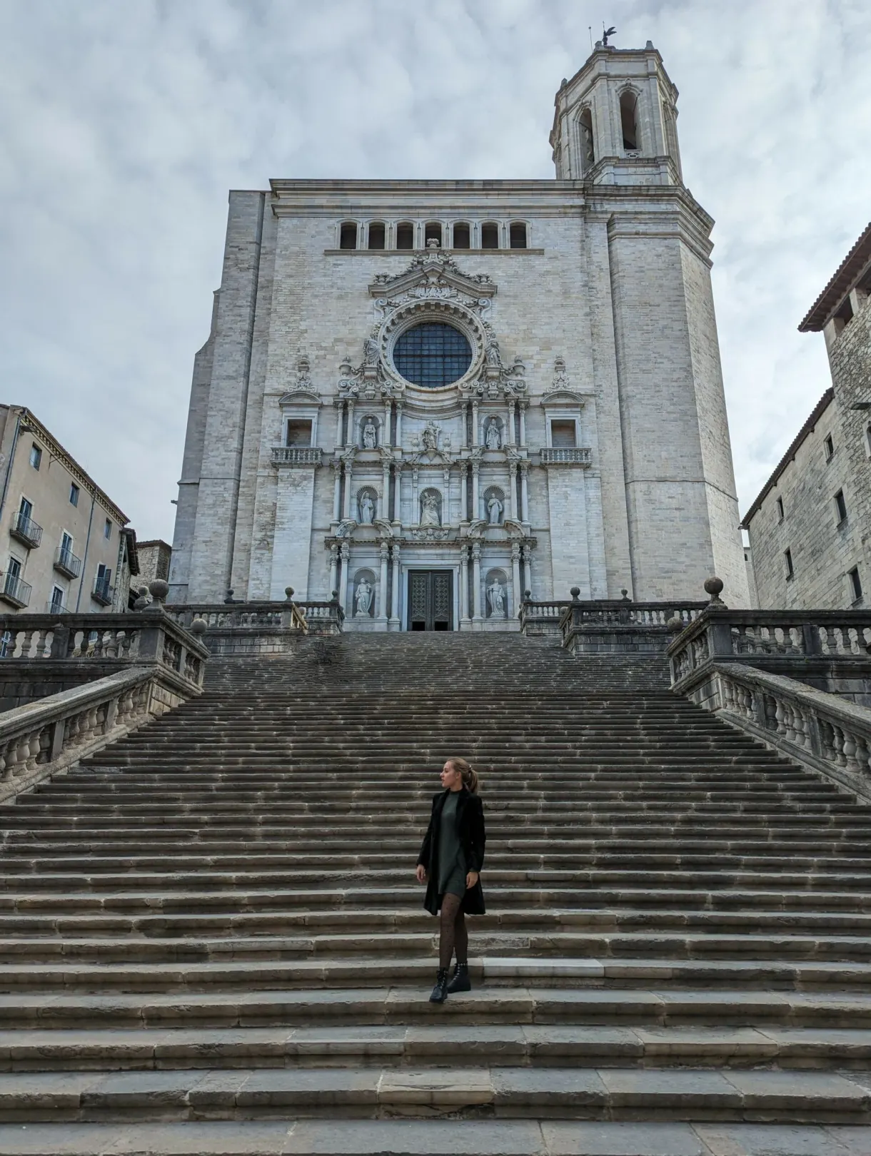Monumental staircase leading to the Baroque facade of the cathedral