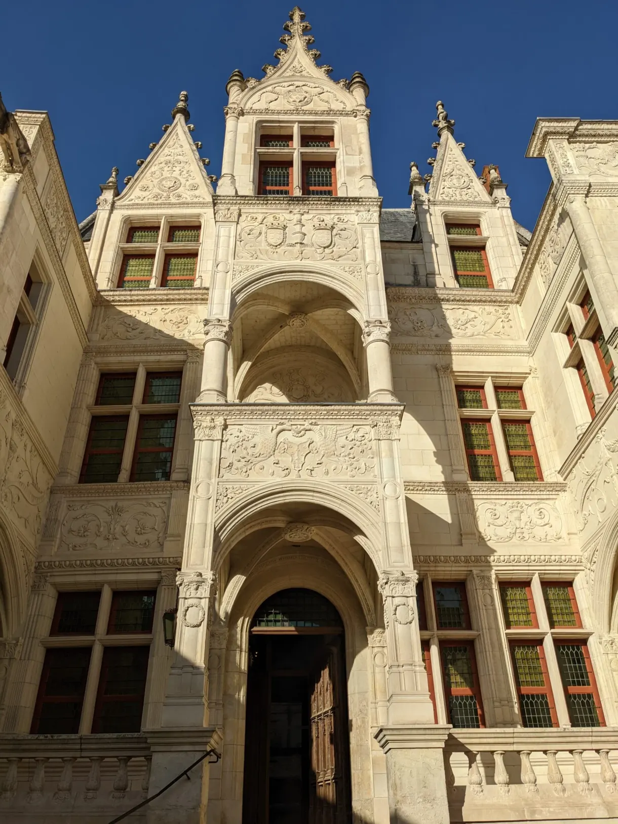 Renaissance facade in carved tuffeau stone of the Hôtel Goüin
