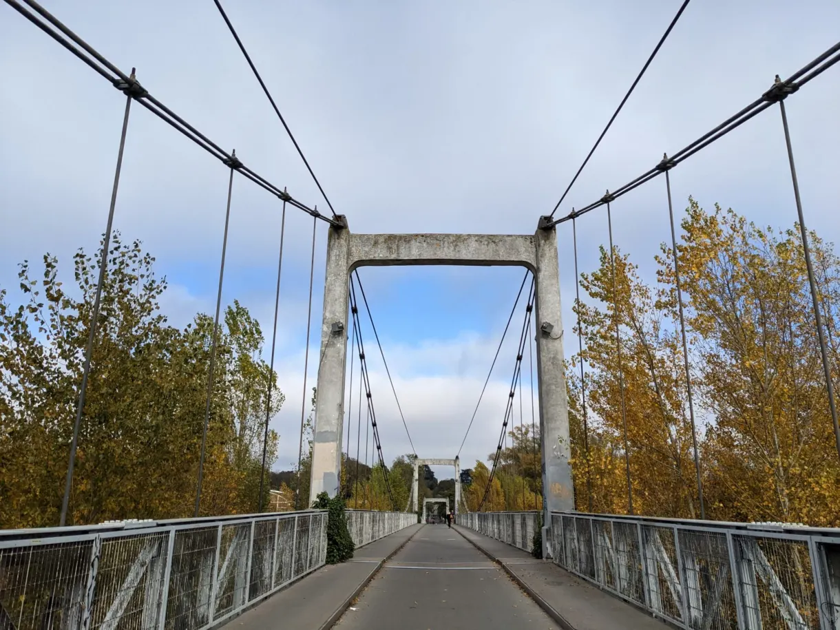Footbridge suspended from taut cables above the Loire