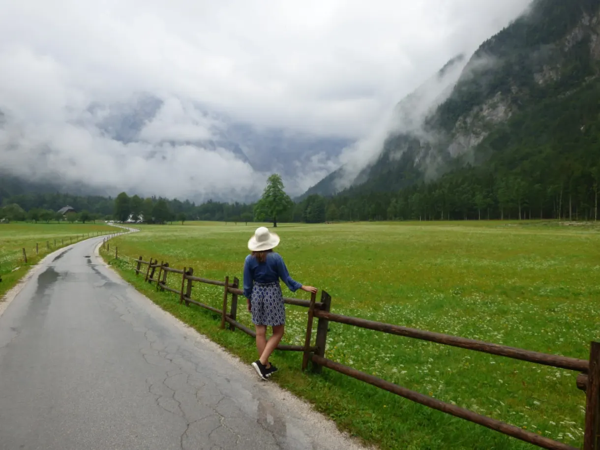 Walking along a wooden fence in the valley