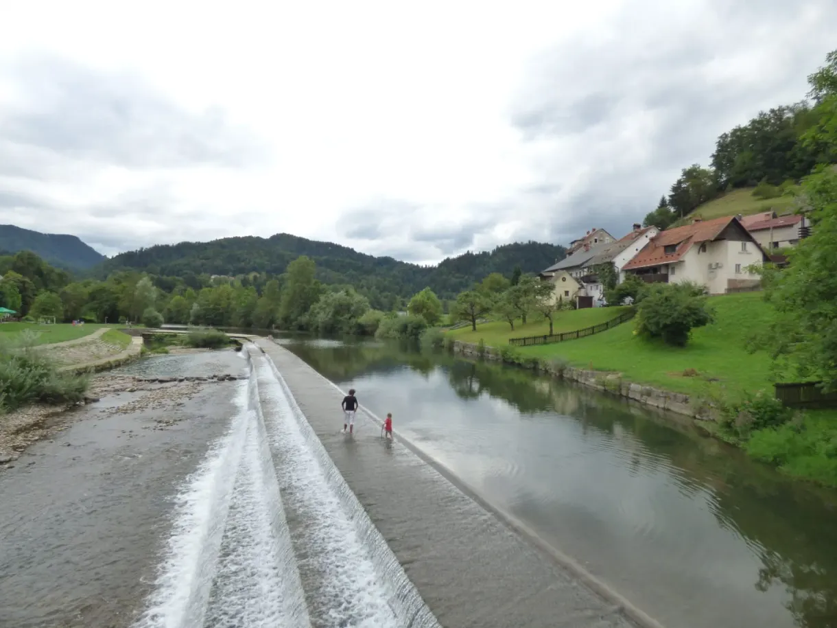 Small weir on the river at the foot of the village