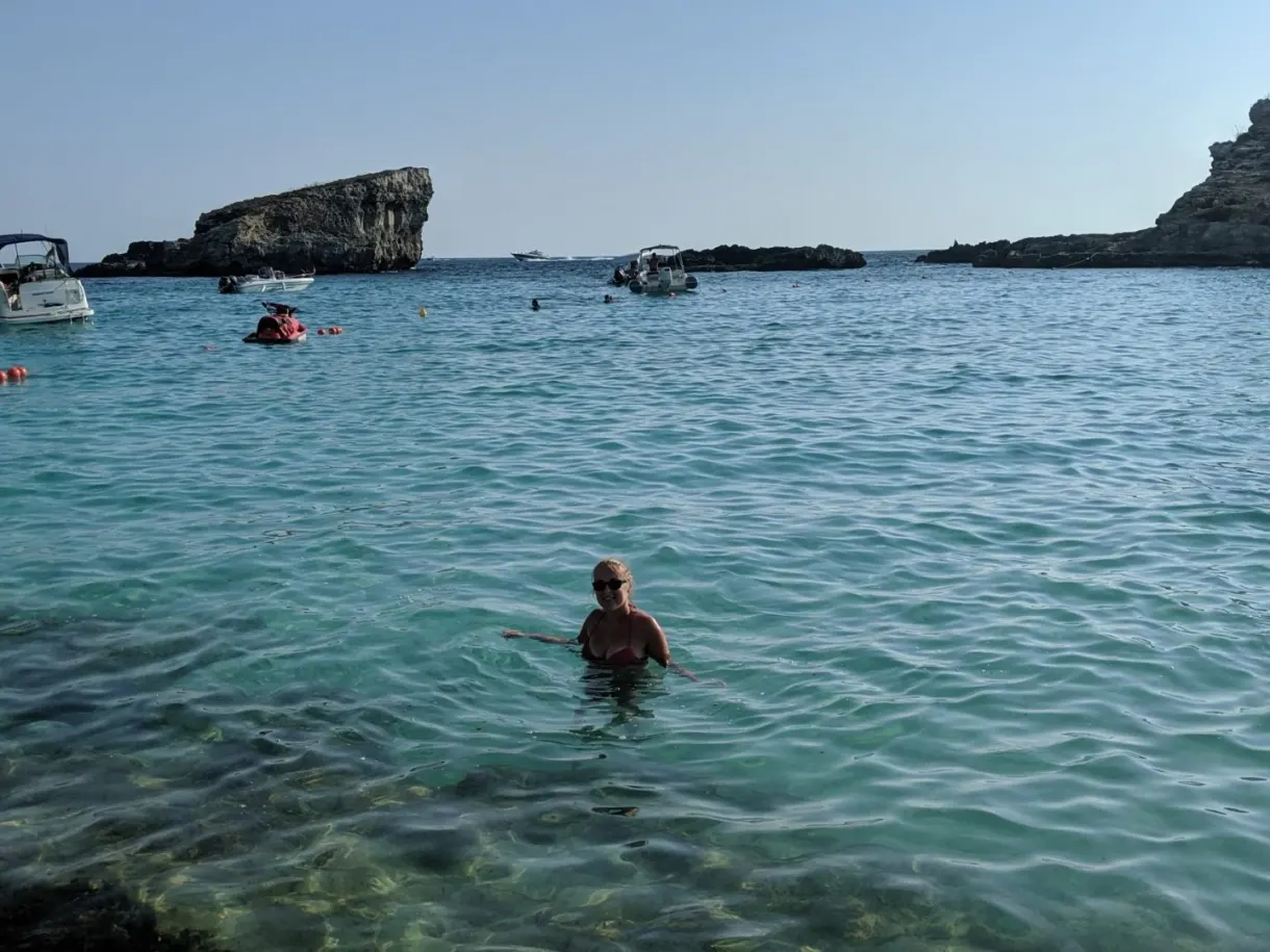 Swimmer in the turquoise water of the Blue Lagoon