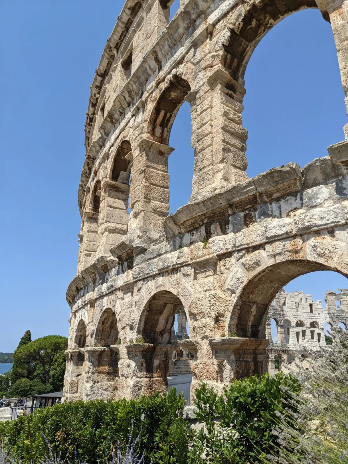Two levels of arcades of the Roman amphitheatre of Pula