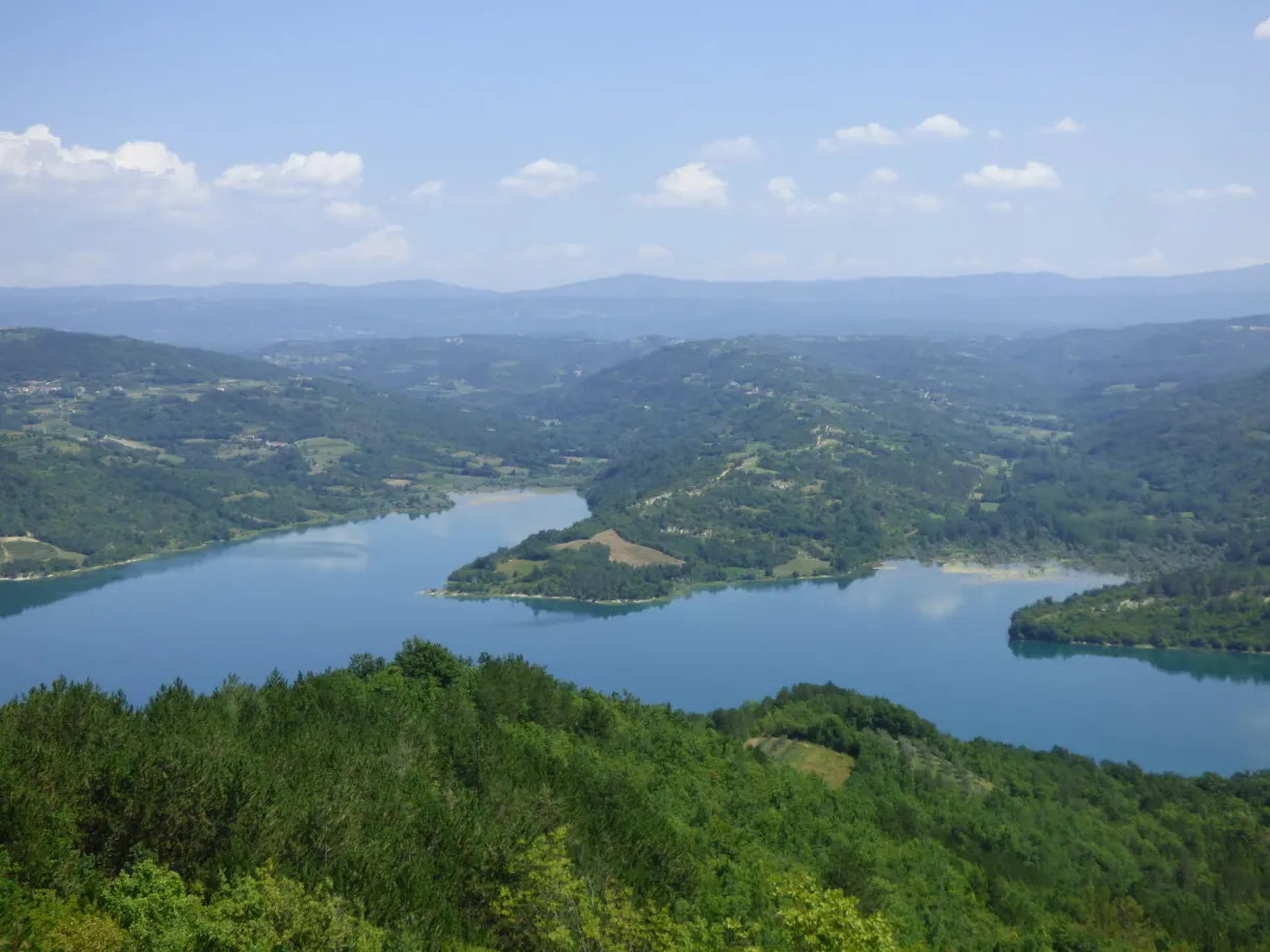 Turquoise arm of Lake Butoniga seen from the heights