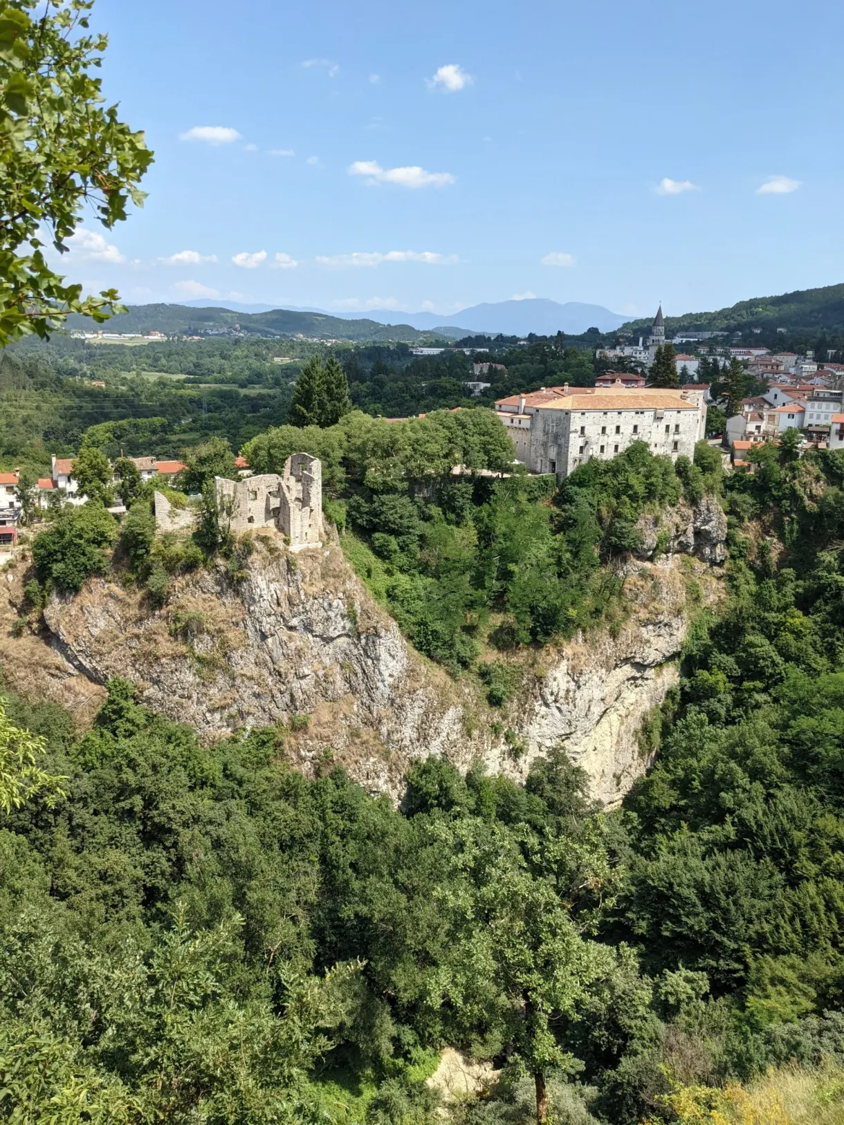 Pazin castle standing on the edge of the cliff above the chasm
