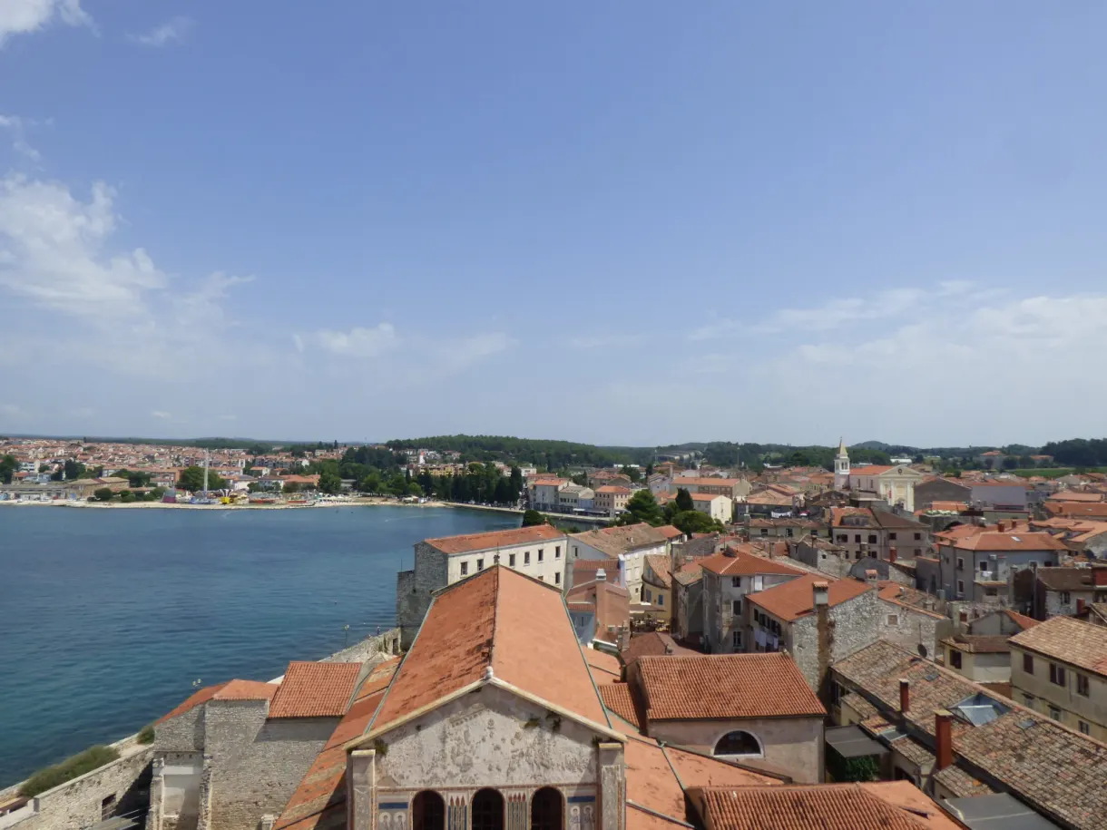 View over the peninsula of Poreč and the sea from the heights