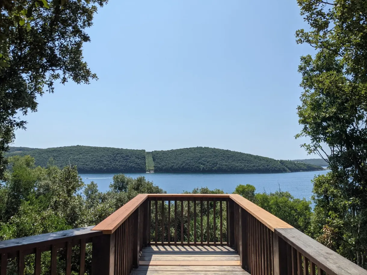 Wooden platform of a viewpoint overlooking the Lim channel