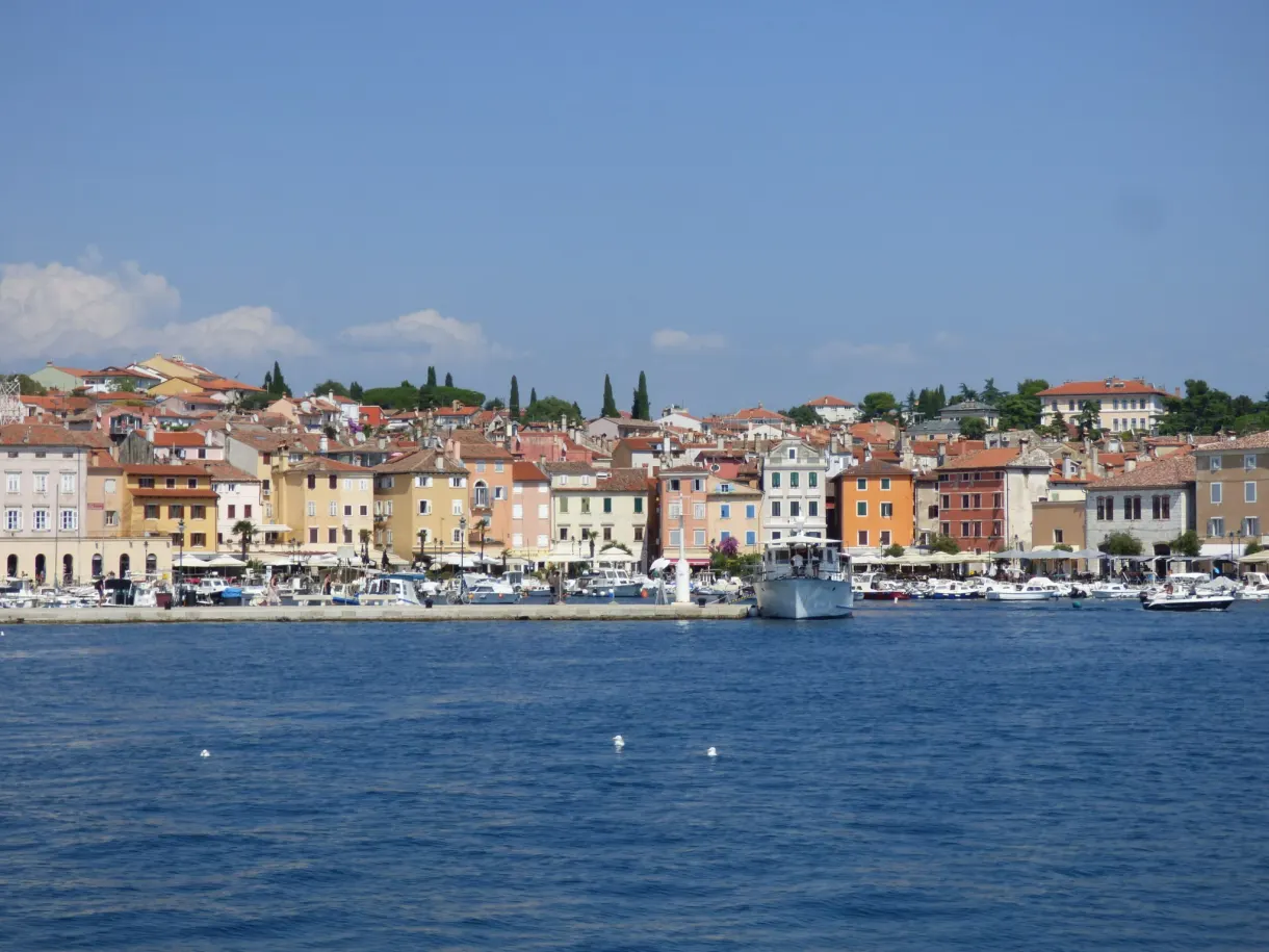 Colourful seafront and marina of Rovinj