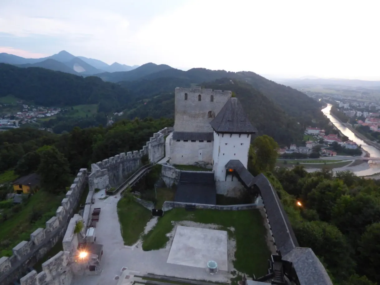 Castle courtyard and ramparts overlooking the town and its river