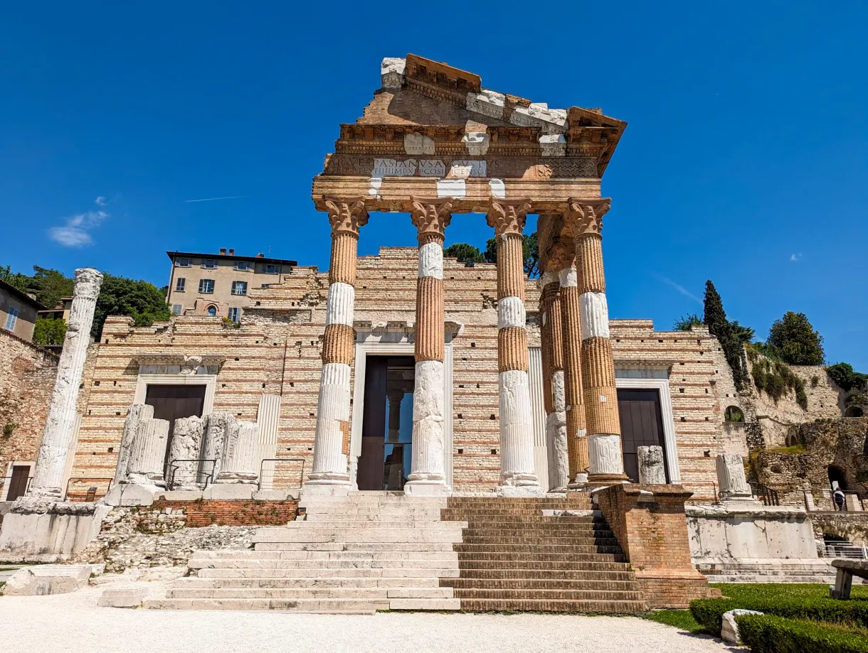 Columned Roman temple standing at the heart of Brescia